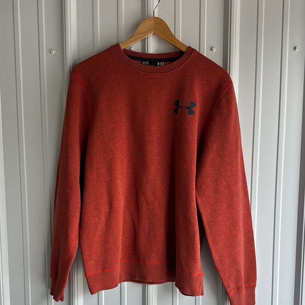 Under Armour Burnt Orange Crewneck Sweater with Fine Knit Texture